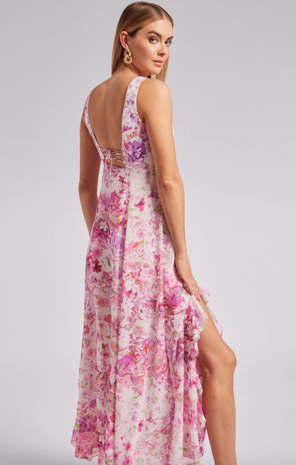 floral pink midi dress