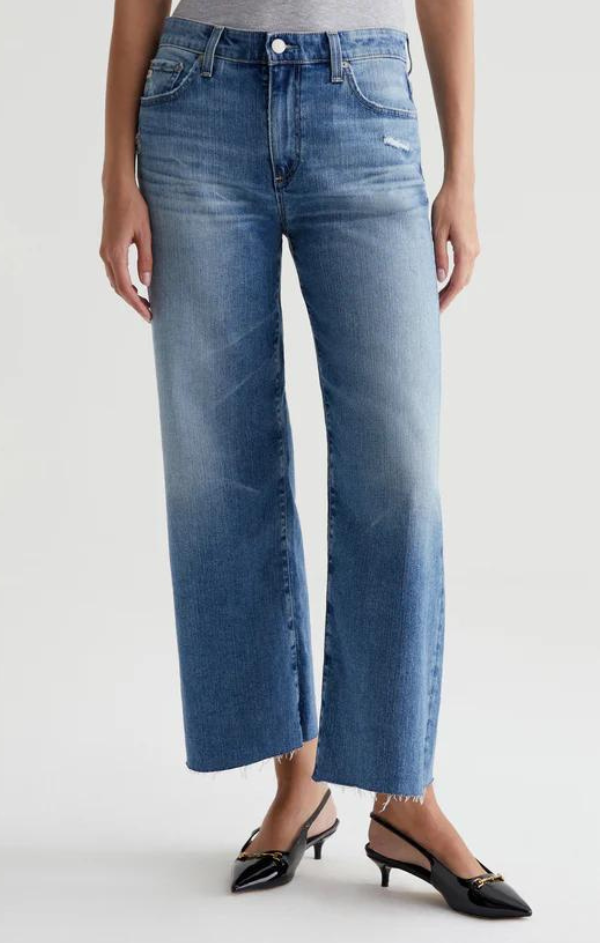 saige wide leg crop denim jeans by ag