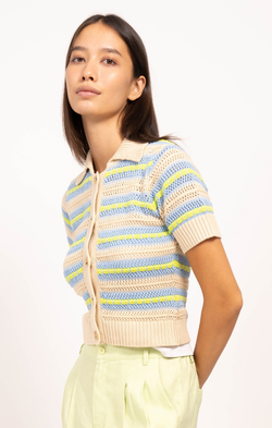 button front short sleeve knit