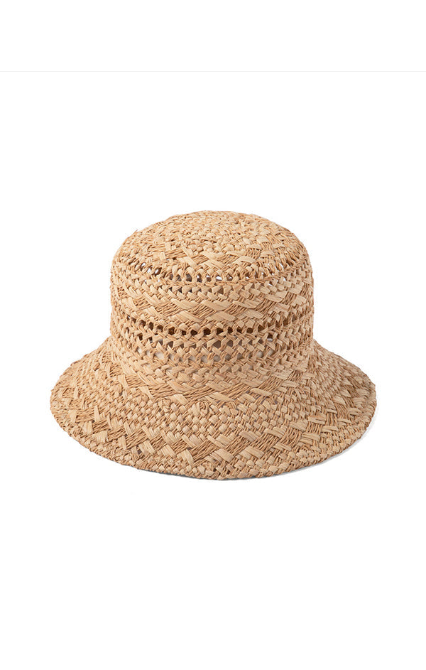 even raffia straw bucket hat