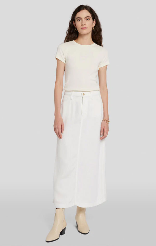 silky white midi skirt
