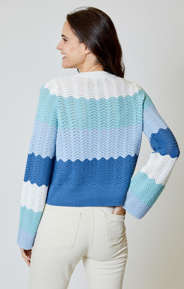 Wavy Knit Flare Sleeve Sweater