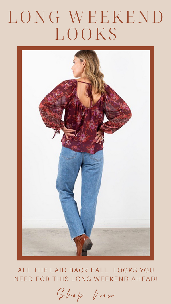 FLORAL BOHO BLOUSE LOVESTITCH FLOWY FALL TOPS