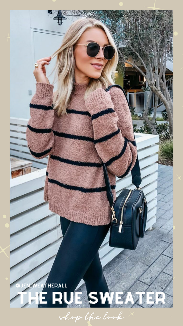 RUE SWEATER THREAD AND SUPPLY STRIPED CREW NECK FALL KNIT