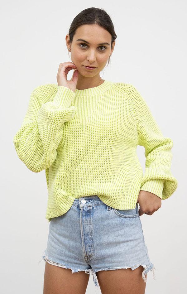 NYSSA PULLOVER CENTRAL PARK WEST NEON CITRON YELLOW SWEATERS