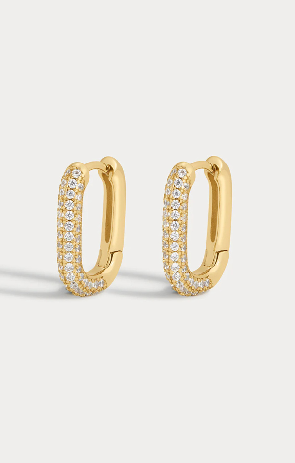 Pave Chain Link Huggies