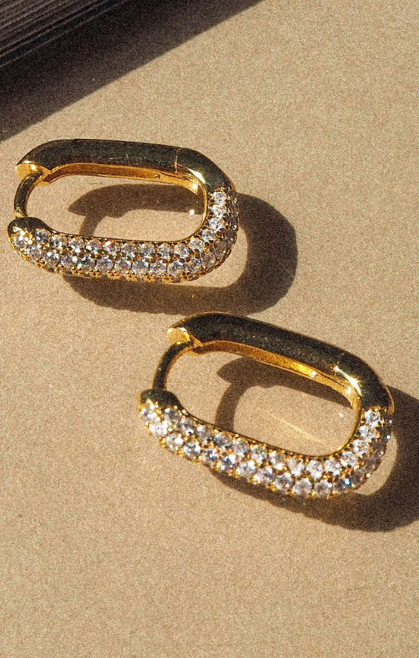 Pave Chain Link Huggies