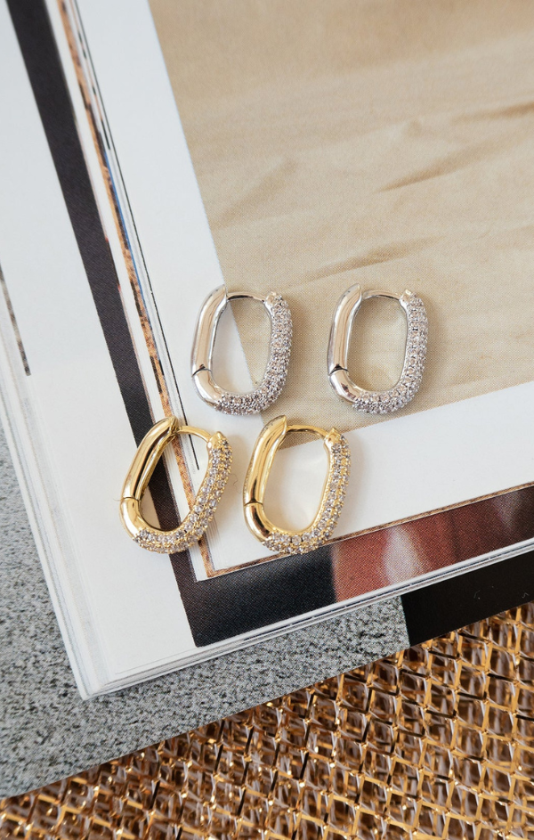 Pave Chain Link Huggies