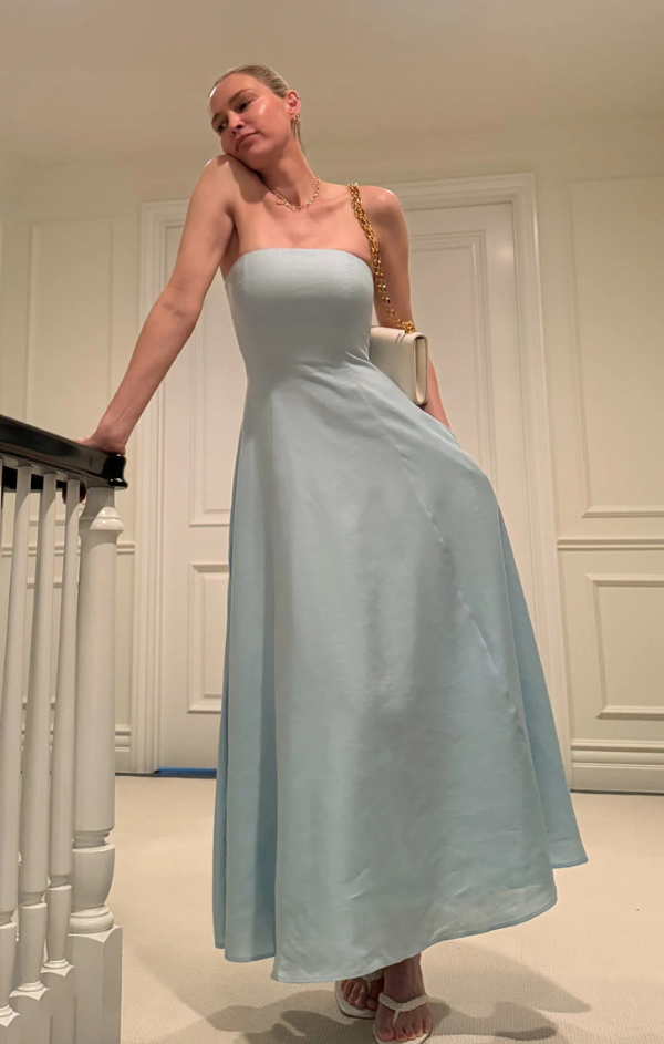 the favorite linen dress Favorite Daughter The Favorite Linen Dress in Baby Blue