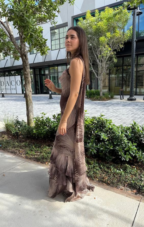 Cowl Maxi Dress with Sash