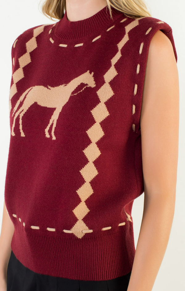 Sleeveless Horse Knit Vest