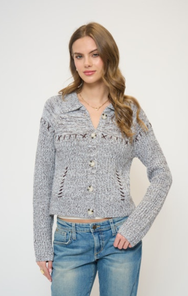 Parker Marled Collared Cardigan
