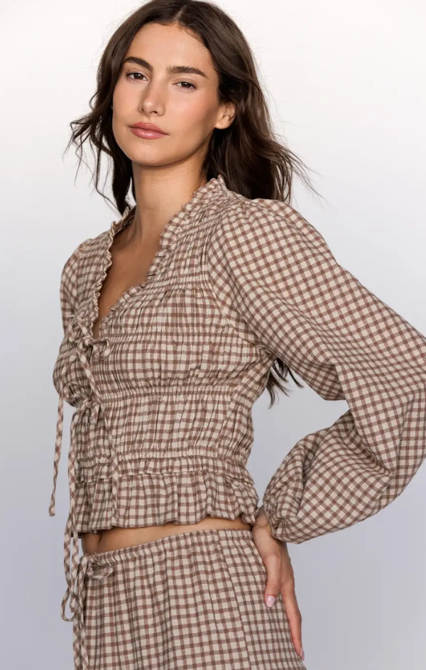 Maple Gingham Smocked Top