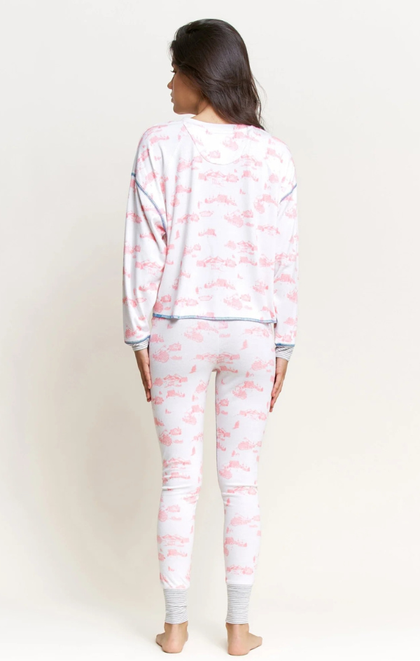 Back In Bed Long Set in White Cabin Toile