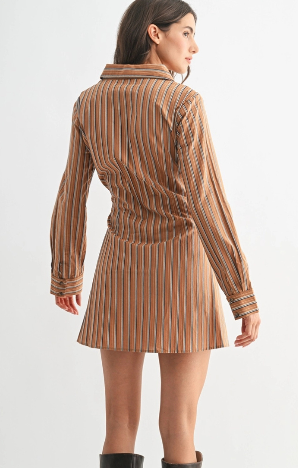 Leanne Striped Collared Shirt Dress