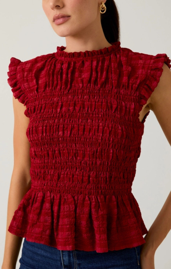 Rennes Ruffle Neck Smocked Top