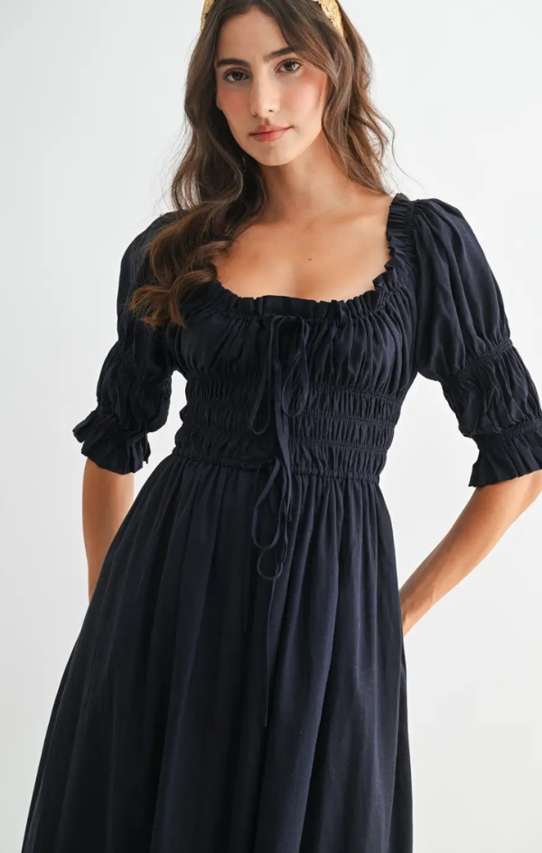 Pricilla Off Shoulder Smocked Midi
