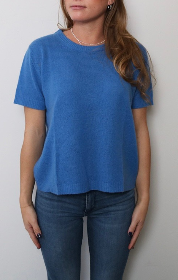 crew neck cashmere short sleeve pullover