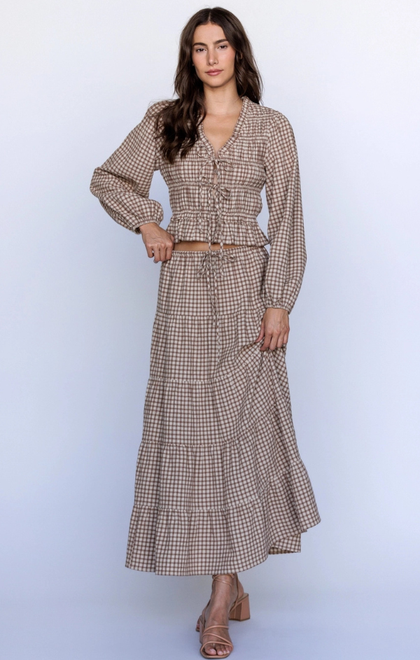 Maple Gingham Smocked Top