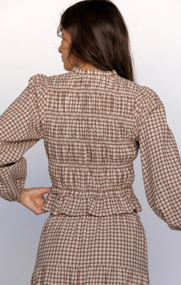 Maple Gingham Smocked Top