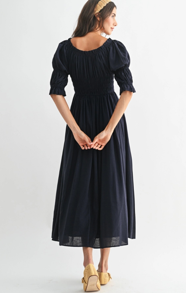 Pricilla Off Shoulder Smocked Midi