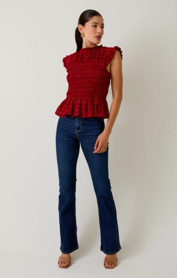 Rennes Ruffle Neck Smocked Top