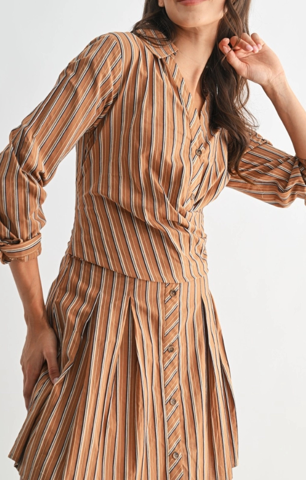 Leanne Striped Collared Shirt Dress