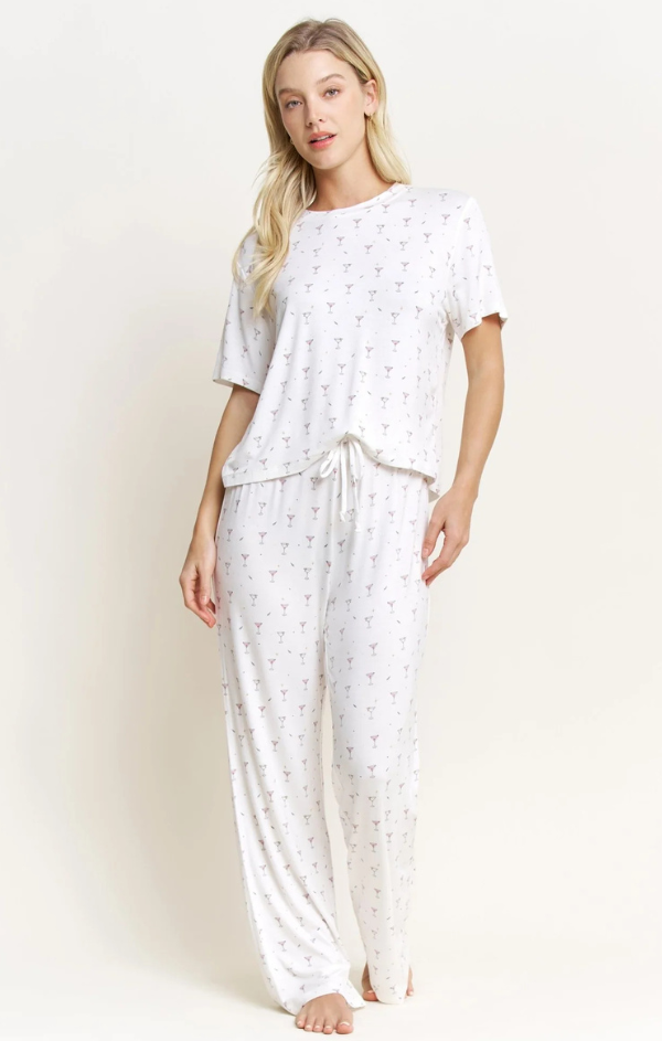 All American Tee Pant Set in Ivory Martinis