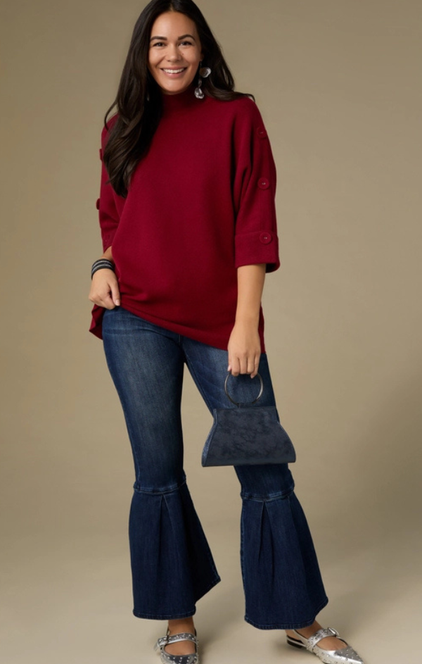 Heavenly Luxe Short Sleeve Funnel Neck Sweater