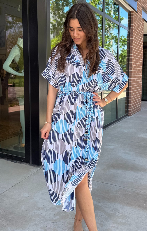 Mosaic Comfy Shirt Dress S Mosaic Comfy Shirt Dress S