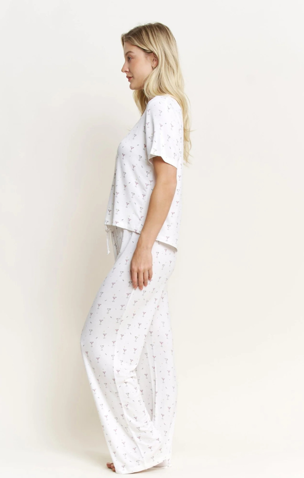 All American Tee Pant Set in Ivory Martinis