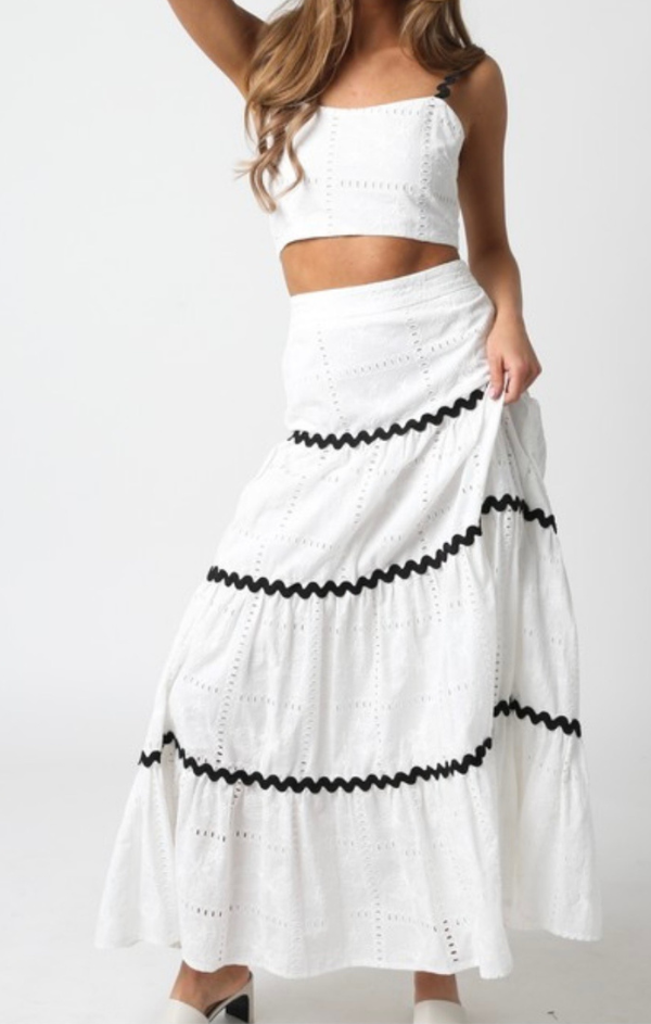 white flowy maxi skirt