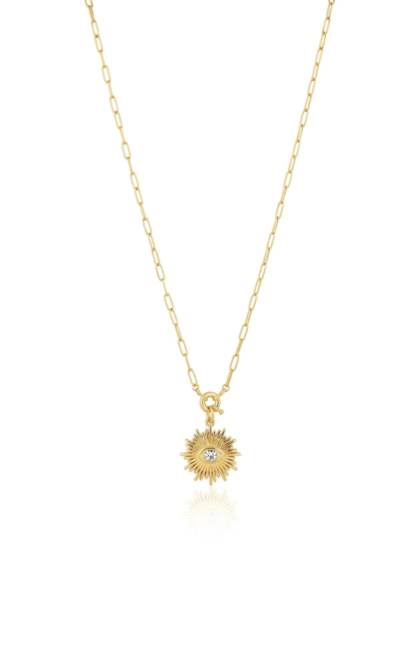 sun cz gold link chain necklace