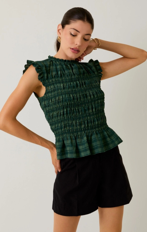 Rennes Ruffle Neck Smocked Top