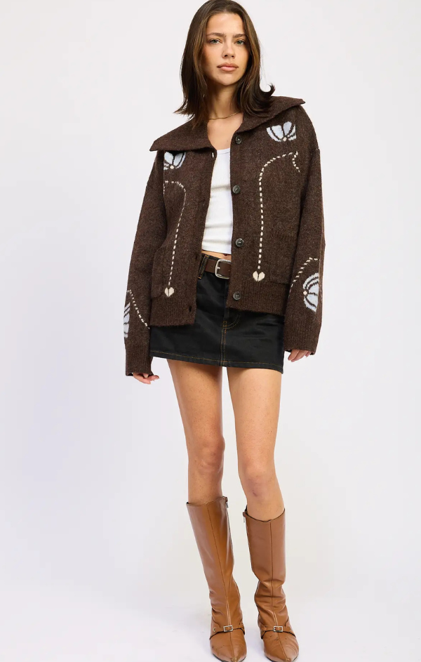 Stitched Intarsia Cardigan