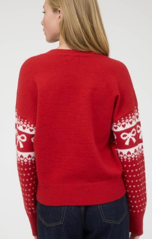 Bow and Heart Jacquard Sweater