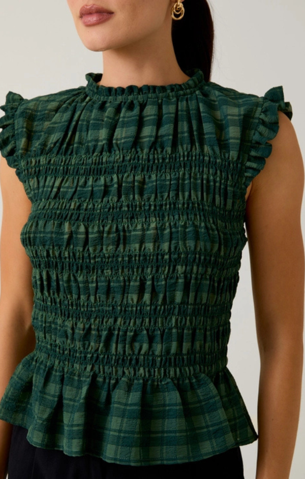 Rennes Ruffle Neck Smocked Top