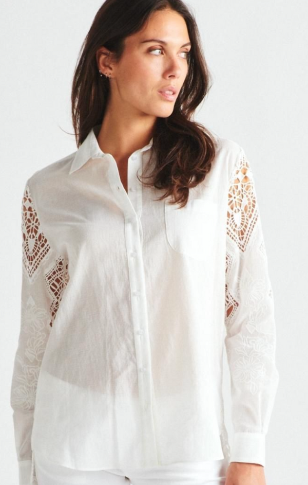 button up embroidered blouse