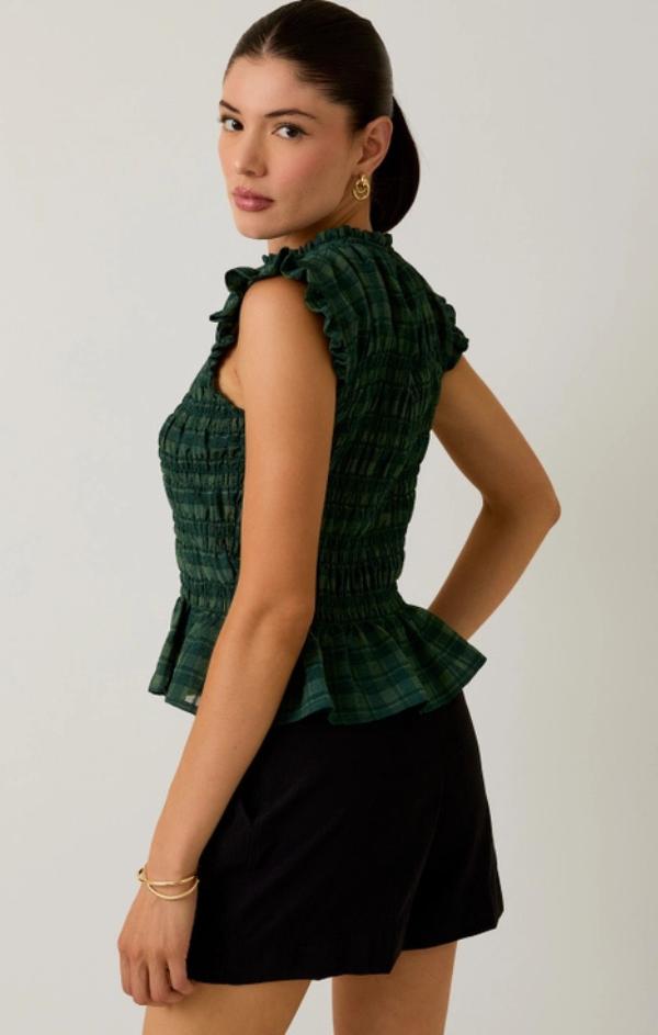 Rennes Ruffle Neck Smocked Top