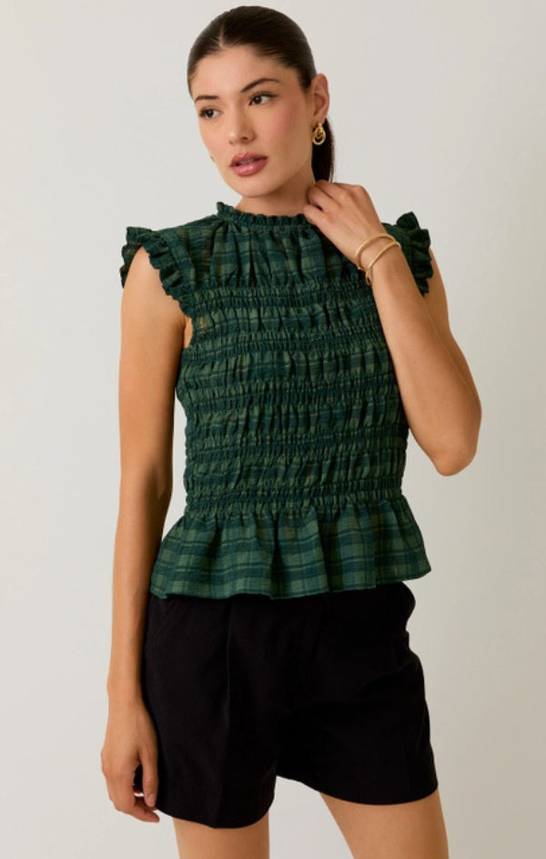 Rennes Ruffle Neck Smocked Top