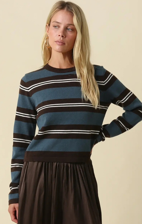 Addison Stripe Knit Top – Mint
