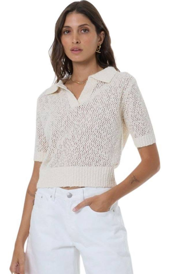 Vince Boucle Knit Polo – Mint
