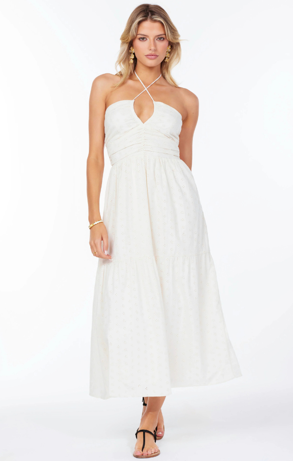 Aeries Halter Dress IVORY EYELET / XS