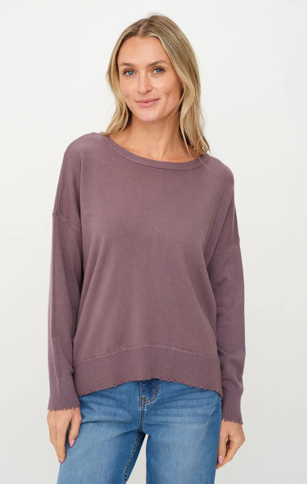 Angii Frayed Crew Sweater