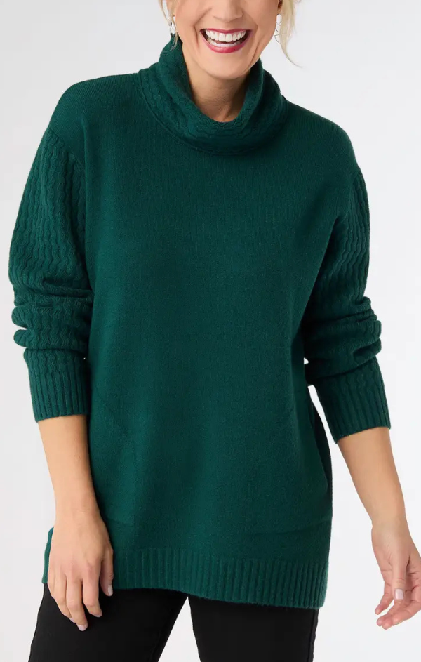 Heavenly Luxe Cowl Neck Cable Sweater