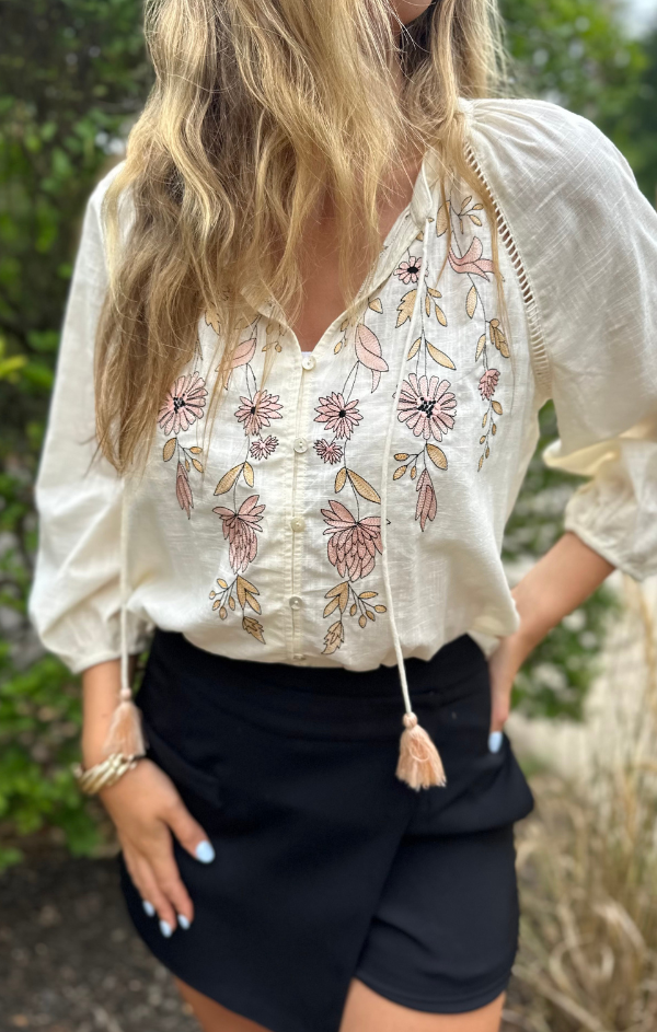 Verbena Floral Embroidered Blouse