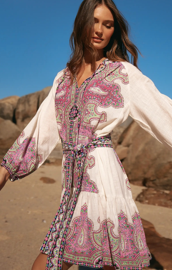 isabella boho dresses Plus Size Boho Cotton Maxi Dress: Cream Smocked Ruffle Gown