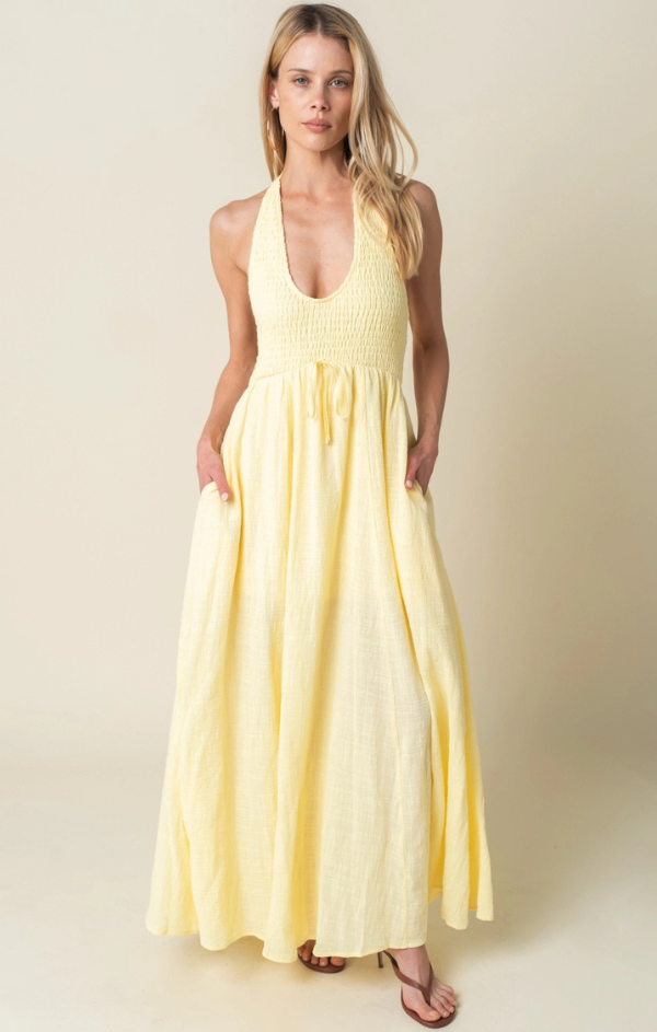 Solene Cotton Halter Maxi  Mint