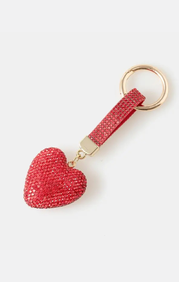 Pave Heart and Tag Bag Charm