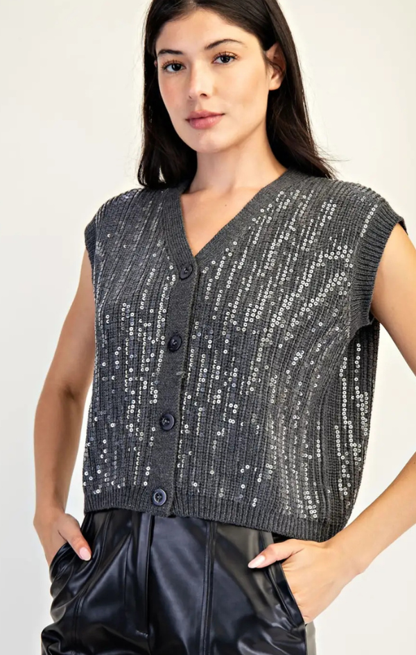 Samaira Sequin Button Down Sweater